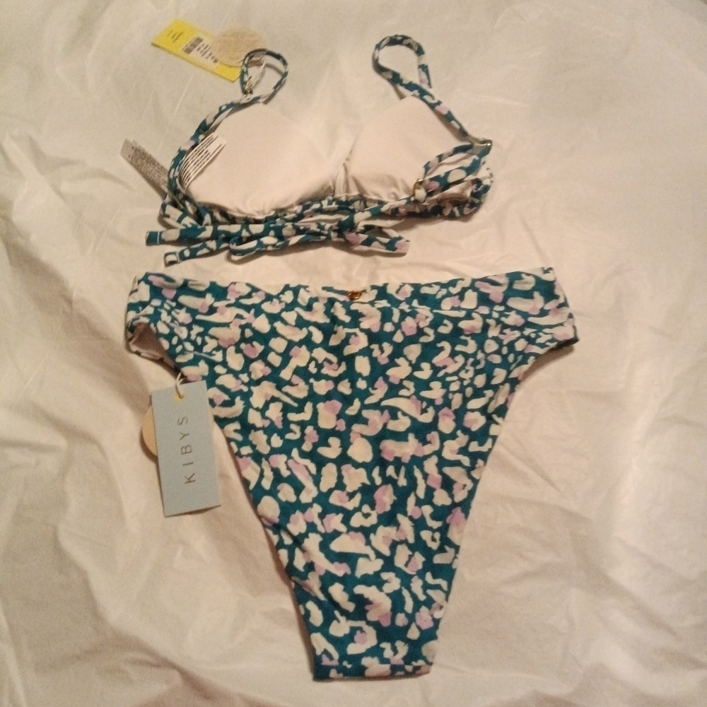 Kibys Animal Print Bikini Set Maira Top Izzie Bottom Size Medium - Picture 6 of 13